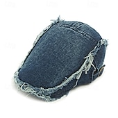 preiswerte Herrenhüte-Herren Schiebermütze Ascot-Hut Zeitungsjungenmütze Blau Dunkel Blau Jeansstoff Mode Lässig Straße Täglich Einfach Verstellbar Sonnenschutz Atmungsaktiv