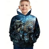 billiga Pojkens 3D-djur-Pojkar 3D Djur Dinosaurie Huvtröja Långärmad Vår Höst Mode Streetwear Barn 4-12 år Huva Utomhus Ledigt Dagligen Normal
