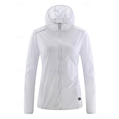 abordables Vestes de course-Femmes Veste de course Veste d&#039;extérieur Veste à capuche Cordon de serrage Poche à Fermeture Éclair manche longue Top Athleisure Coupe-vent UPF 50+ Respirant Pêche Randonnée Course Tenue de sport