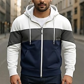 abordables sudaderas basicas hombre-Hombre Sudadera Sudadera con capucha y cremallera completa Sudadera Con Capucha Blanco Rojo Azul Piscina Caqui Con Capucha Plano Retazos Deporte Diario Ropa de calle Ropa de calle Fresco Design