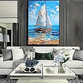 זול Landscape Prints-הדפס קנבס מודרני מופשט של מפרשית אוקיינוס, אמנות קיר גדולה מחוץ למסגרת, מפרשית בנושא אוקיינוס, מתאימה לעיצוב סלון וחדר שינה