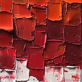 preiswerte Blumen-/Botanische Gemälde-handgemachtes original minimalistisches Ölgemälde auf Leinwand abstrakt rot impasto strukturierte Wandkunst für Wohndekoration mit gespanntem Rahmen ohne Innenrahmen Gemälde