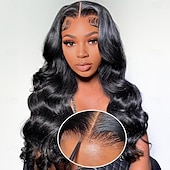 baratos Perucas de seda frontais de cabelo natural-Use e vá peruca sem cola cabelo humano pré-arrancado pré-cortado 4x4 hd onda do corpo perucas de renda frontal cabelo humano 180% densidade perucas com cabelo de bebê cabelo humano virgem brasileiro