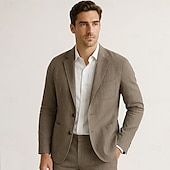 preiswerte Herren Elite Oberbekleidung-Herren Leinenblazer Blazer Geschäft Formeller Abend Hochzeitsfeier Ohne Futter Mode Lässig Frühling &amp; Sommer 100% Leinen Leinen Einfarbig Tasche Lässig / Alltäglich Einreihig Blazer Dunkelgrau