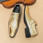 economico Formale-Scarpe da uomo con fibbia in oro metallizzato e cinturino alla caviglia – scarpe eleganti da festa con dettagli borchiati per eventi alla moda
