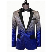 baratos Blazers Clássicos Masculinos-Homens Blazer O negócio Coquetel Festa de Casamento Moda Casual Primavera Outono Poliéster Gradiente Bolsos Botões Confortável Não Trespassado Jaqueta esporte Prata Azul Verde Escuro Roxo