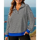 voordelige Hoodie &amp; Sweatshirt-Dames Pullover Sweatshirt Casual topjes Kwart rits Mode Lange mouw Kleding Bovenlichaam Sportkleding Herfst Winddicht Wandelen Training Hardlopen Sportkleding Sportkleding Gestreept Blozend Roze Rood