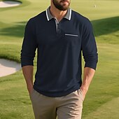 preiswerte Klassisches Poloshirt für Herren-Herren Golfshirt Golf Poloshirts Arbeit Lässig Revers Kurzarm Basic Modern Farbblock Knöpfe Frühling Herbst Normale Passform Aprikose Schwarz Weiß Gelb Rote Marineblau Golfshirt