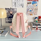 abordables Sacs à dos de Collège-Sac à dos mignon à imprimé étoiles pour filles avec poche avant transparente – cartable kawaii en toile pour adolescentes et pour la rentrée