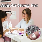رخيصةأون إلى $30-مجموعة أقلام ختم فن الأظافر، مجموعة أقلام فن الأظافر، أدوات نقش فن الأظافر بتصميم بسيط، سهلة الاستخدام، قلم ختم الأظافر أدوات فن الأظافر DIY للفتيات والنساء