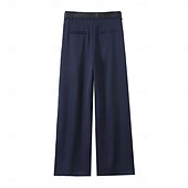 economico gamba larga e vita alta-Per donna Gamba larga Chinos Casual Lunghezza intera Naturale Semplice Gamba larga Comodo Traspirabilità Casual Quotidiano Vinaccia Nero 1 # Nero Verde militare Primavera Autunno Vestibilità comoda