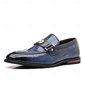 abordables Semi-formel-Mocassins en similicuir bordeaux pour homme, effet crocodile, avec boucle décorative en métal, pour hommes d&#039;affaires, événements formels et banquets