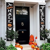 olcso Kisgyerekmedencék-1 pár halloween dekoráció kültéri transzparens csokit vagy csalunk boldog halloween dekorációk függő transzparens bejárati ajtó veranda udvari tábla beltéri otthoni faldekoráció halloween parti
