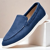 abordables Chaussures sans lacets &amp; mocassins-mocassins pour hommes en daim bleu clair avec semelle blanche confortable - parfaits pour une tenue décontractée et estivale