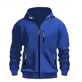 economico felpe con cappuccio da uomo di base-Per uomo Felpa con cappuccio Felpa con cappuccio a zip intera Nero Bianco Vino Blu marino Blu Reale Con Cappuccio Semplice Con zip Tasca Sport &amp; Outdoor Quotidiano Ferie Poliestere Streetwear