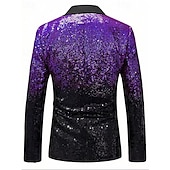 baratos Blazers Clássicos Masculinos-Homens Blazer O negócio Coquetel Festa de Casamento Moda Casual Primavera Outono Poliéster Gradiente Bolsos Botões Confortável Não Trespassado Jaqueta esporte Prata Azul Verde Escuro Roxo