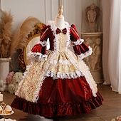 preiswerte Kleider-Steampunk Prinzessin schick Maxi Partykostüm Zubehör Glockenärmel Prinzessin Belle Schleife Retro Ballkleid Spitzkragen Kostüm Mädchen königlich Weihnachten Halloween Karneval Maskerade