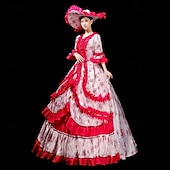 cheap Dresses-Vintage Rococo Renaissance Maxi Dress Normal Juliet Sleeve Princess Queen Elizabeth Pleated Flounced Princess Square Neck Fancy Dress Women's Halloween Carnival Masquerade Party Halloween Performance