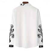 זול חולצה וינטג'-בגדי ריקוד גברים גיאומטרי עבודת גלילה תחפושות ליל כל הקדושים חולצה חולצה עם כפתורים חולצת שמלה יומיומית שרוול ארוך סגנון גותי כהה חופשה יומי לבוש רחוב קיץ אביב צווארון מתקפל