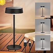billige Lamper og lampeskjermer-utendørs innendørs usb solcelledrevne bordlamper vanntette trådløse skrivebordslamper oppladbare dimbare med 3 fargetemperaturer liten berøringslampe 1 stk