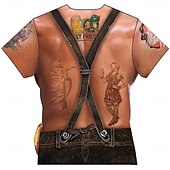olcso pólók-Októberi fesztivál Lederhosen nyomtatás Póló bajor München Német Grafikus Kompatibilitás Férfi Felnőttek Farsang Októberi fesztivál 3D nyomtatás Parti Alkalmi / Napi