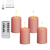 preiswerte Kerzenlicht-3/4/6/9 Stück Halloween Weihnachten zylindrisches Laden elektronisches Kerzenlicht Fernbedienung Timing Innen- und Außenbereich Hof Hochzeit Party Atmosphäre Dekoration hellviolett rosa