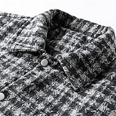 男性用 軽量ジャケット カジュアルジャケット バケーション 日常 保温 ポケット 秋 冬 チェック ファッション クラシック ラペル レギュラー ブラック カーキ色 グレー ジャケット お買い得  カジュアルジャケット-男性用 軽量ジャケット カジュアルジャケット バケーション 日常 保温 ポケット 秋 冬 チェック ファッション クラシック ラペル レギュラー ブラック カーキ色 グレー ジャケット