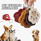 economico I regali-Portachiavi in pelle a forma di zampa di animale domestico, ciondolo creativo per conservare i ricordi dei peli di cane e gatto, grazioso accessorio per la decorazione di borsetta.