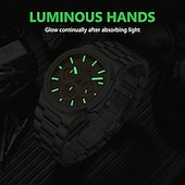 olcso Quartz órák-MINI FOCUS Férfi Kvarc Divat Üzlet Karóra Fénylő Naptár VÍZÁLLÓ Díszítmény Acél Néz