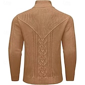 voordelige pullover voor heren-Voor heren Trui Gebreide trui Geribd breien Normale tops Gebreid Effen Opstaande boord Modieus Basic Vakantie Alledaagse kleding Kleding Herfst Winter Wijn Zwart S M L