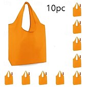 preiswerte Gepäck- und Reiseaufbewahrung-10 wiederverwendbare, faltbare Einkaufstaschen, strapazierfähige, waschbare Tragetaschen aus Polyester mit stabilen Griffen, leuchtende Farben, umweltfreundliche Einkaufstaschen für den täglichen