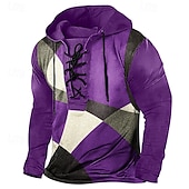 economico Magliette vintage-Per uomo Maglietta Camicia a Maniche Lunghe Manica Lunga Con Cappuccio Primavera Autunno Blocco di colori Moda Designer Essenziale Allacciato Patchwork Vacanza Streetwear Uscire Rosso Viola Grigio