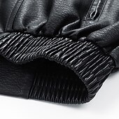 abordables Veste en simili-cuir-Homme Veste en Similicuir Veste moto Blouson de Moto Vacances Quotidien Coupe-vent Chaud Avec Poches Automne Hiver Uni Mode Classique Col montant Régulier Noir Jaune Gris Veste