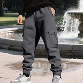 economico Carico-Per uomo Pantaloni sportivi Pantaloni da tuta Joggers Pantaloni da Tuta Cargo Tasca Elastico in vita Coulisse Semplice Comodità Sport all'Aperto Quotidiano Moda Casual Verde militare Nero