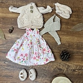 abordables Conjuntos de Ropa y Accesorios para Muñecas-Bolsa de material para cambiar ropa de muñeca Waldorf, conjunto de personalidad, muñeca Waldorf hecha a mano para regalo de Navidad.