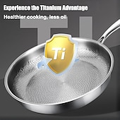 economico Utensili da cucina-padella martellata in titanio pro con coperchio, padelle antiaderenti multifunzionali ultra resistenti e antigraffio per cucinare in cucina