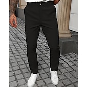 abordables Delgado-Hombre pantalones de traje Pantalones Chinos Bolsillo Botones Plano Comodidad Formal Fiesta Trabajo Moda Estilo clásico Negro Blanco Microelástico