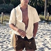preiswerte Herren Strickjacke-Herren Pullover Strickjacke Kurzer Pullover Gerippt Stricken Normale Oberteile Gestrickt Einfach Umschlagkragen Bohemien Urlaub Lässig Alltagskleidung Bekleidung Sommer Schwarz Weiß S M L