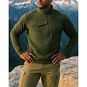 halpa Fleece ja 3 in 1 takit-Miesten Fleece-collegepaita Pitkähihainen Stand-kaula-aukko Topit Ulko- Pidä lämpimänä Talvi Polyesteri Musta Armeijan vihreä Harmaa Matkailu Juoksu