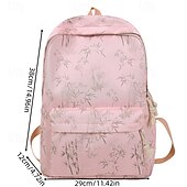 preiswerte College-Rucksäcke-Ästhetischer Canvas-Rucksack für Damen mit Bambus-Print – leichte Schultasche für Teenager und Studentinnen
