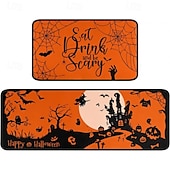 cheap Halloween Kithen-2pcs Halloween Kitchen Rugs and Mats Non-Slip Anti-Fatigue Kitchen Rug Set for Entryway ,Kitchen and Laundry