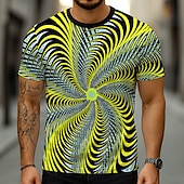 voordelige 3D T-shirts-Voor heren Geometrisch 3D Print 3D T-shirt Korte mouw T-shirt 3D-afdrukken Strakke ronde hals Overhemd overdreven Ontwerper Feest Straat Casual Geel Marineblauw blauw Zomer Lente Alle seizoenen