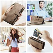 cheap Samsung Cases-Case with Wrist Strap CASEME C30 Samsung Series Zip Multi-Card Pouch PU Leather Case