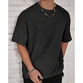 abordables t-shirts de base-Homme T-shirt Chemise à manches courtes Manche Courte Col ras du cou Été Uni Mode Designer Basique Jacquard Vacances Rue Sortir Noir Blanche Kaki T-shirt haut de gamme pour homme