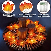 abordables Lumières d&#039;Halloween-Guirlande lumineuse d&#039;Halloween en forme de feuille d&#039;érable et de citrouille, alimentée par piles, décoration d&#039;intérieur et d&#039;extérieur à suspendre pour étagère, bureau, porche, Thanksgiving,