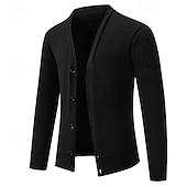 voordelige heren vest trui-Voor heren Vest Trui Vest Bijgesneden vest trui Bijgesneden trui Geribd breien Normale tops Dichtknopen Gebreid Effen / effen kleur V-hals Stijlvol Casual Alledaagse kleding Uitgaan Kleding Herfst