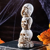  Halloween-deko se inget ont, hör inget ont, tala inget ont dödskallefigurer, moderna staplade hartsskelettstatyer för hemmet, baren och Halloween-festdekorationer