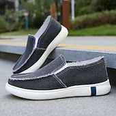voordelige Slip-On Casual Schoenen-Blauwe instappers van imitatieleer en breisel voor heren – casual, ademende wandelschoenen voor dagelijks gebruik en reizen