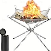 preiswerte Camping-Ausrüstung-tragbare 1-teilige faltbare Camping-Feuerstelle aus Stahlgeflecht - Lagerfeuerständer für Holz im Freien mit Aufbewahrungstasche - 42 cm