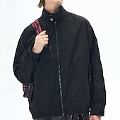 cheap Casual Jackets-Men&#039;s Lightweight Jacket Cargo Jacket Casual Jacket Vacation Daily Windproof Windbreaker Pocket Fall Winter Plain Fashion Classic Stand Collar Regular Black White Purple Green Jacket